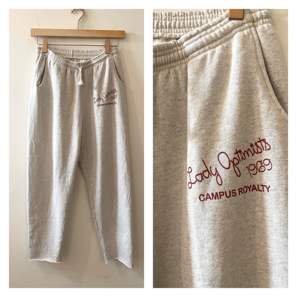 RARE Mad happy Lady Optimists Grey sweatpants size ;arge